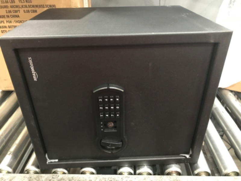 Photo 2 of ********no keys no code, safe is locked**************
Amazon Basics Steel Home Security Safe with Programmable Keypad - 1.52 Cubic Feet, 13.8 x 13 x 16.5 Inches, Black & 8-Sheet Capacity, Cross-Cut Paper and Credit Card Shredder, 4.1 Gallon 1.52 Cubic Fee