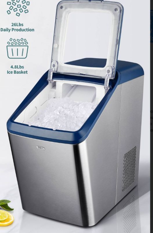 Photo 1 of Gevi Household Nugget Ice Maker with Thick Insulation | Portable Self Cleaning Pellet Ice Machine | Quietly Making Max 29Lb/Day | Stainless Steel Housing | Sleek Design for Home Kitchen RV (Blue)
