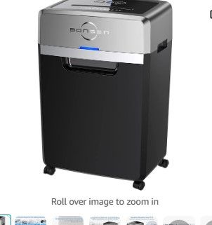 Photo 1 of **********UNABLE TO TEST, NO POWER CORD************
BONSEN Heavy Duty Paper Shredder, 24-Sheet Cross-Cut Shredder, 40-Min Continuous Running Time, Commercial Grade Shredder for Office, 9-Gallon Big Basket, 55dB Super Quiet, P-4 High Security (S3105)
