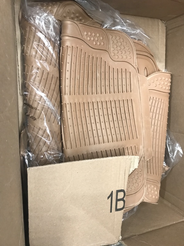 Photo 2 of BDK ProLiner Heavy Duty Rubber Floor Mats for Auto - All Weather Protection Liners 3 PC Set (Tan Beige)