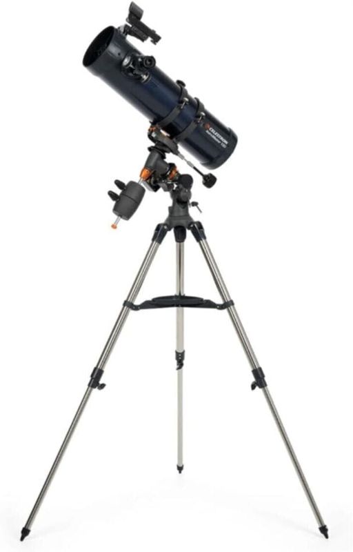 Photo 1 of Celestron - AstroMaster 130EQ-MD Newtonian Telescope - Reflector Telescope for Beginners - Fully-Coated Glass Optics - Adjustable-Height Tripod - BONUS Astronomy Software Package 130EQ Newtonian w/Motor Drive 130EQ Newtonian w Motor