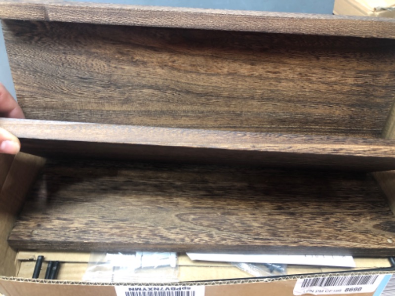 Photo 1 of 22 inches Long Floating Shelves, Bathroom Decor Shelves Over Toilet, Farmhouse Wall Shelves for Living Room, Bedroom, Picture Frames, Plants, Kitchen, Set of 3 (Brown) Dark Brown 22"