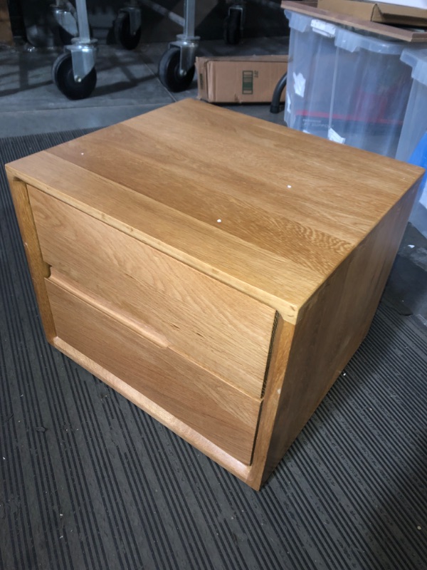 Photo 1 of (READ FULL POST) Cttasty Nightstand, Solid Wood Small End Table w/2 Drawers, Modern Bedside Tables, Mid Century Night Stand, Bed Side Table, 15.75" L x 13.78" W x 18.5" H, Handle on The Left, Natural