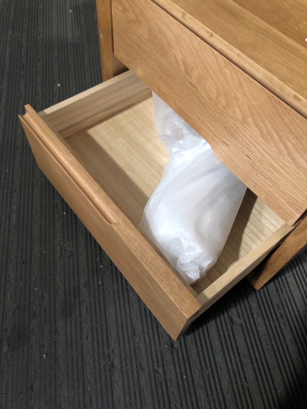 Photo 1 of (READ FULL POST) Cttasty Nightstand, Solid Wood Small End Table w/2 Drawers, Modern Bedside Tables, Mid Century Night Stand, Bed Side Table, 15.75" L x 13.78" W x 18.5" H, Handle on The Left, Natural