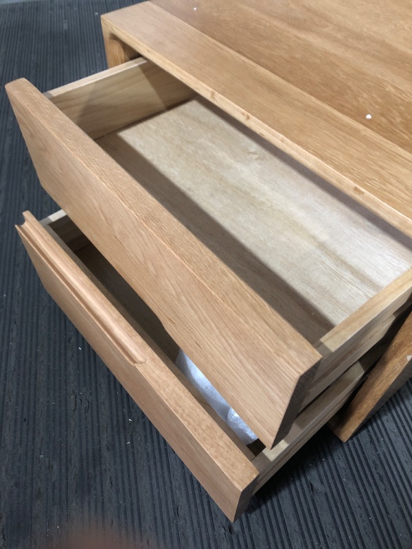 Photo 1 of (READ FULL POST) Cttasty Nightstand, Solid Wood Small End Table w/2 Drawers, Modern Bedside Tables, Mid Century Night Stand, Bed Side Table, 15.75" L x 13.78" W x 18.5" H, Handle on The Left, Natural