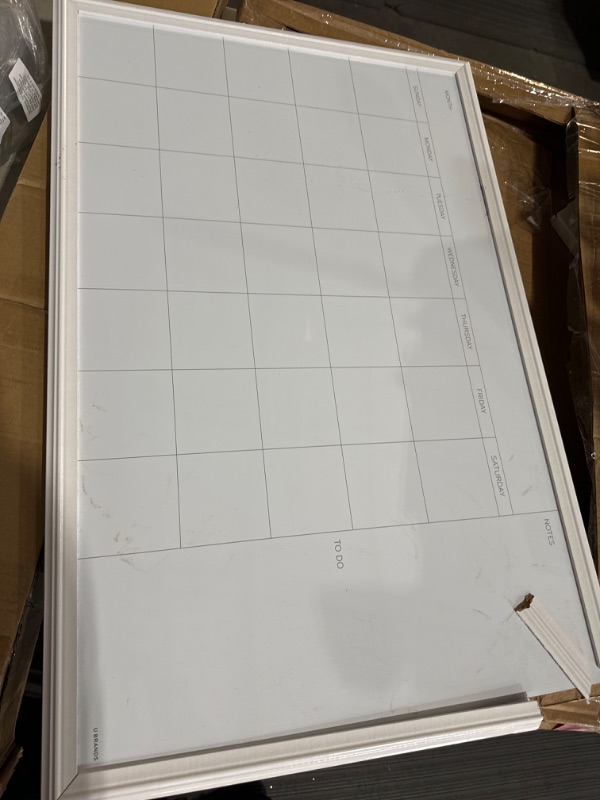 Photo 4 of *MAJOR DAMAGE TO FRAME**
U Brands Farmhouse Dry Erase Calendar with White Frame Set 20” x 30”, 3 Pieces