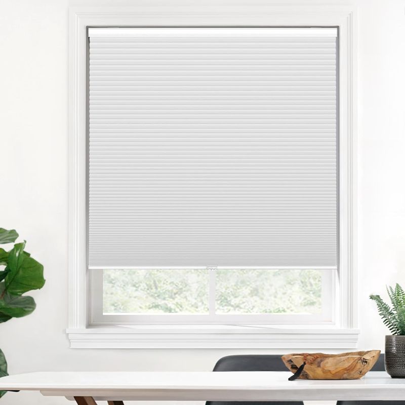 Photo 1 of (READ FULL POST) Blackout Honeycomb Shades with 1.5 inch Cells, Room Darkening Pleated Blinds for Window Size 24" W x 48" H, White
