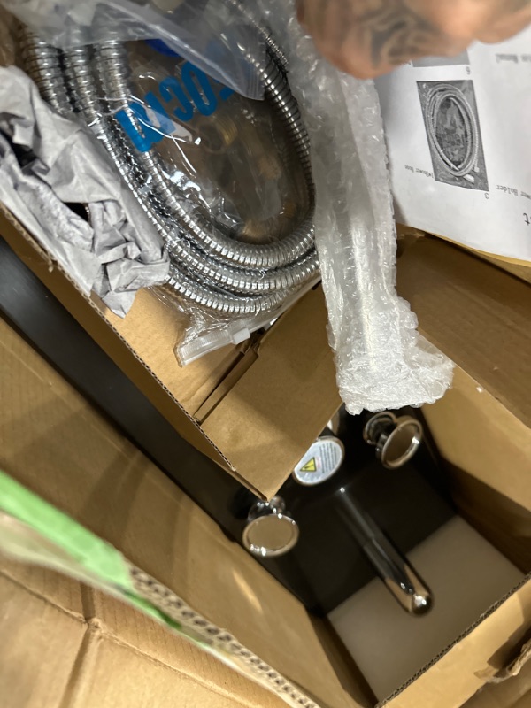 Photo 1 of 53.6 in. 6-Jet Shower Tower System with LED Rainfall Waterfall Shower Head Handshower in Black