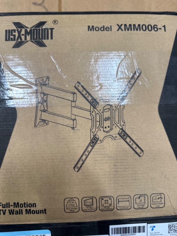 Photo 2 of USX MOUNT Full Motion TV Wall Mount Swivel and Tilt for Most 26-55 Inch TVs, TV Mount Perfect Center Corner Design on Single Stud, Wall Mount TV Bracket Up to VESA 400x400mm and 77 lbs