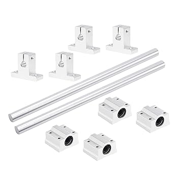 Photo 1 of 2PCS 8mm X 700mm Linear Motion Rod Shaft Guide with 4 PCS SCS8UU Ball Bearings & 4 PCS SK8 Aluminum Rail Support, Linear Motion Rod Guide Set for CNC and DIY Craft Tool (Diameter 8mm, 700mm)
