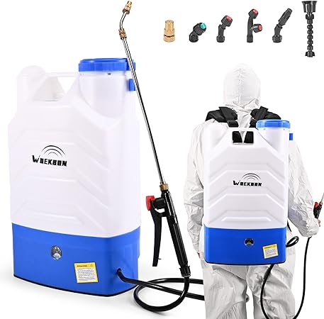 Photo 1 of 4 Gallon Battery Powered Backpack Sprayer Electric Garden Pump Sprayer with Lithium Battery for Long Time Spray Brass Telescope Wand and Multiple Nozzles for Spraying Cleaning
