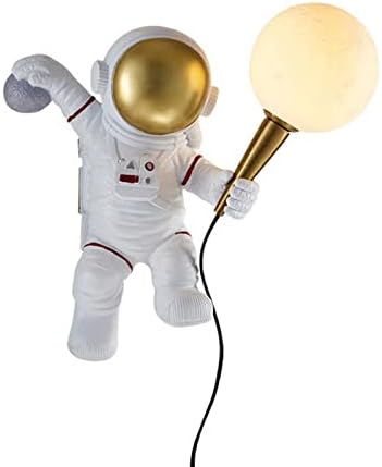 Photo 1 of CraftThink LED Wall Sconce, Astronaut Style LED Wall Sconce Child Resin Cartoon White Wall Mounted Lamp Wall Lighting for boy Kids Bedroom Dining Room Bedside lamp Living Room, Type: Hardwired