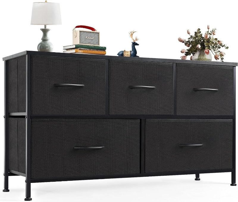 Photo 1 of **Picture for reference**
OLIXIS Dresser for Bedroom, Storage with 5 Drawer Organizer Closet Chest Small Clothes Fabric Cabinet, Kids Furniture Drawer Binis, Nightstand for Bedroom, Living Room, Nursery, Entryway, Black 5-Drawers White