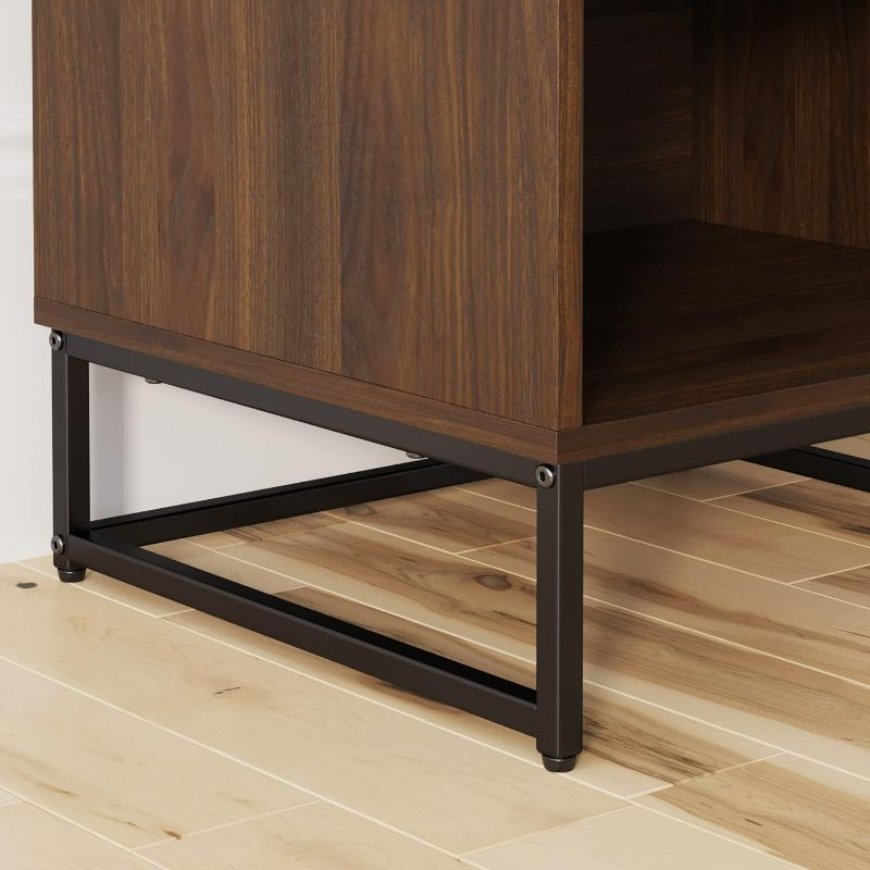 Photo 3 of (READ FULL POST) Nathan James Kensi Nightstand Side Accent or End Table with Storage, Walnut/Black
