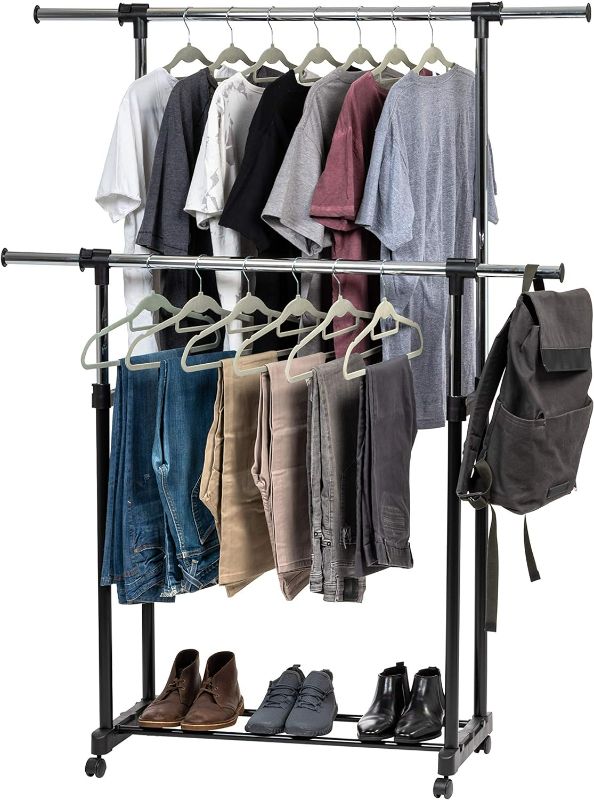 Photo 1 of (READ FULL POST) Iris USA AGRE-2 Garment Rack with Wheels Double-Rod Black