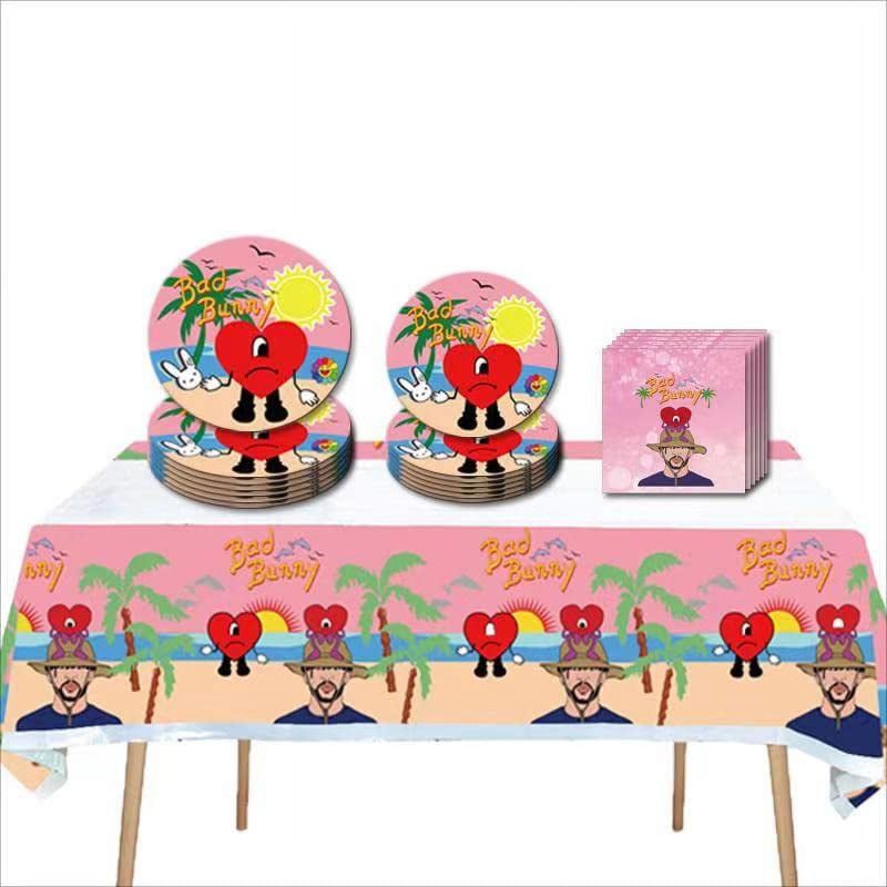 Photo 1 of 41 pcs Bad AF08 Rabbit Bunny Rapper Heart Themed Party Supplies 41PLATES