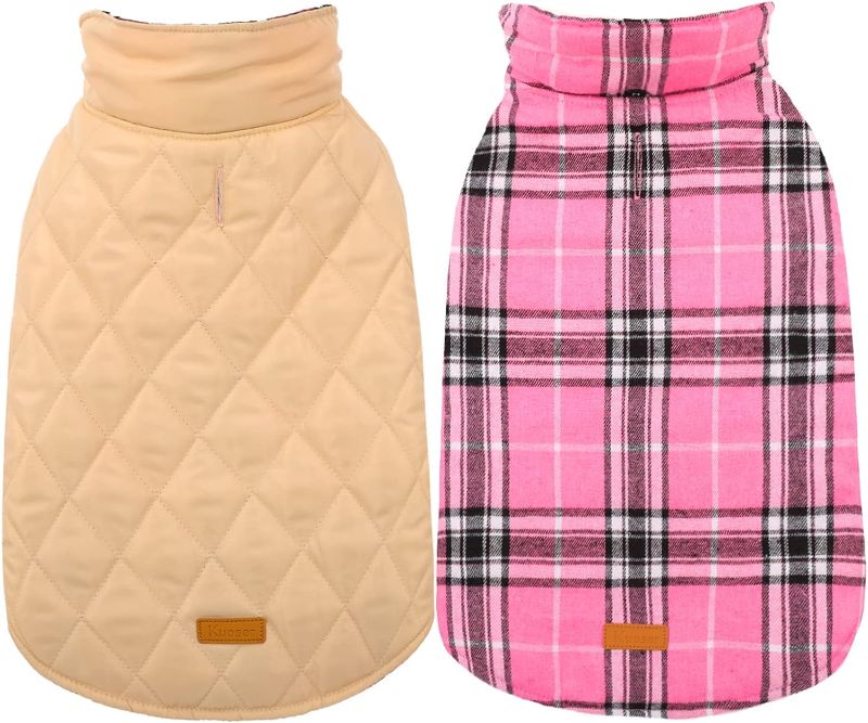 Photo 1 of ***SEE NOTES***Warm Dog Coat, Reversible Waterproof Winter Dog Jacket Coat - British Style Plaid Dog Clothes Vest PINK X-Small (Pack of 1)