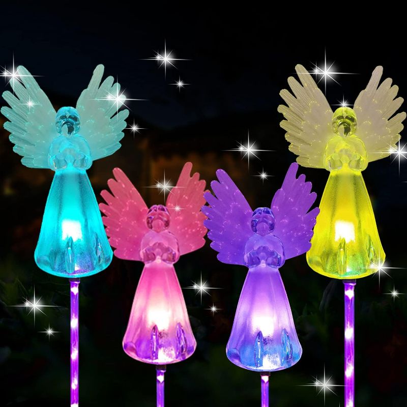 Photo 1 of *****STOCK IMAGE FOR SAMPLE*****
4 Pack Solar Angel Lights Outdoor Decor,Solar Powered Color Changing Angel Easter Stakes Decorative Memorial Lights Garden Yard Lawn Pathway Grave Cemetery Decoration,Valentine's Day Women Gift