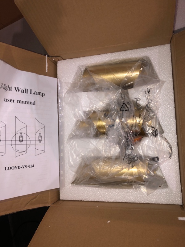 Photo 2 of (READ FULL POST) 3-Light Bathroom Vanity Light, Farmhouse Style Metal Cage Vintage Vanity Wall Sconce Lighting for Bathroom Mirror Cabinet, Dressing Table, Kitchen, Living (Gold-2)