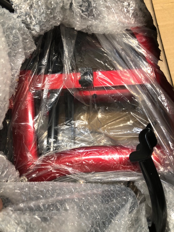 Photo 2 of **UNKNOWN IF MISSING ITEMS, PARTS ONLY** ELENKER 2 in 1 Rollator Walker & Transport Chair for Seniors, Folding Rolling Walker Wheelchair Combo with Wide Seat and Shock Absorber, Red