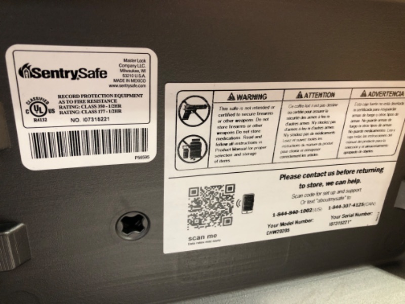 Photo 3 of SentrySafe Fireproof and Waterproof Safe Box with Key Lock, Fire and Water Chest Safe with Interior Lighting, 0.28 Cubic Feet, 6.6 x 15.4 x 14.3 Inches, CHW20205