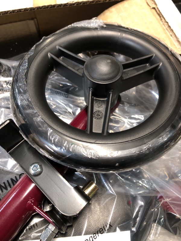 Photo 2 of Medline Rollator Walker with Seat, Steel Rolling Walker with 6-inch Wheels Supports up to 350 lbs, Medical Walker, Burgundy