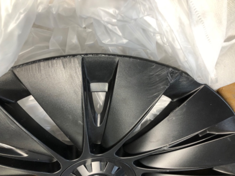 Photo 7 of **SEVERE DAMAGE**OFFROAD GAMERS Wheel Cover for Model Y Wheel Cover Hubcap 19 Inch Compatible with Tesla Model Y 2021-2023 Wheel Replacement Hub Caps ABS Hub Cap Set of 4 Matte Black Wheel Cove (Double 7 Panel Style)