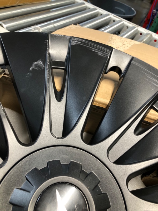 Photo 2 of **SEVERE DAMAGE**OFFROAD GAMERS Wheel Cover for Model Y Wheel Cover Hubcap 19 Inch Compatible with Tesla Model Y 2021-2023 Wheel Replacement Hub Caps ABS Hub Cap Set of 4 Matte Black Wheel Cove (Double 7 Panel Style)