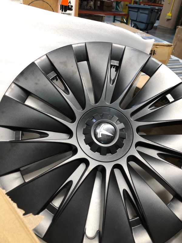 Photo 3 of **SEVERE DAMAGE**OFFROAD GAMERS Wheel Cover for Model Y Wheel Cover Hubcap 19 Inch Compatible with Tesla Model Y 2021-2023 Wheel Replacement Hub Caps ABS Hub Cap Set of 4 Matte Black Wheel Cove (Double 7 Panel Style)