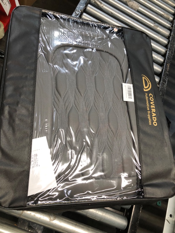 Photo 4 of Coverado Car Seat Covers, Premium Nappa Leather Auto Seat Cushions Full Set with Embossed Pattern, Universal Fit Interior Accessories for Most Cars, Sedans, SUVs and Trucks, Gray Embossed Gray