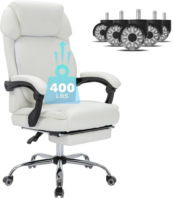 Photo 1 of ***USED - MISSING NUMEROUS PARTS - INCLUDING WHEELS AND BASE PARTS - SEE PICTURES***
Executive Office Chair Big and Tall Ergonomic Reclining Chairs with Upgraded Wheels PU Leather Footrest Adjustable Seat Height&Backrest Angle for Computer Work