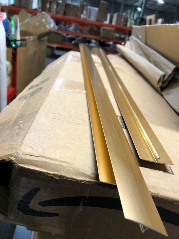 Photo 2 of ***SEE NOTES*** Gaahing Aluminum T Molding Floor Transition Strip, T Moulding for Laminate Flooring Planks, Vinyl Floor Transition, Rubber Transiton (3Pcs x 3ft x 1.6in, Matte Gold) 9ft x 1.6in Matte Gold 3