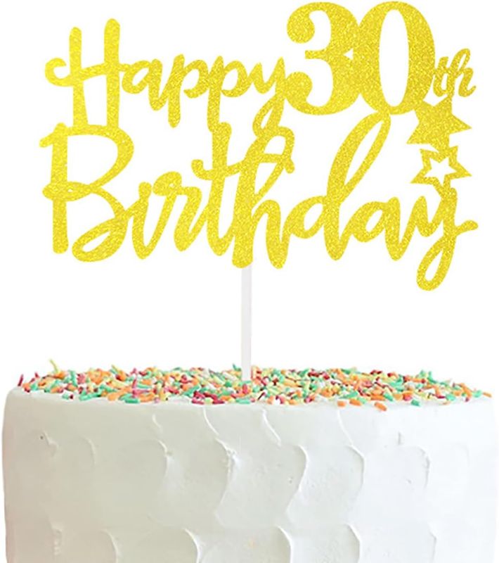 Photo 1 of  (3 pack) 30th Birthday Cake Topper - Gold Glitter30th Birthday Cake Topper30th Cake Topper Party Decorations Xc-40