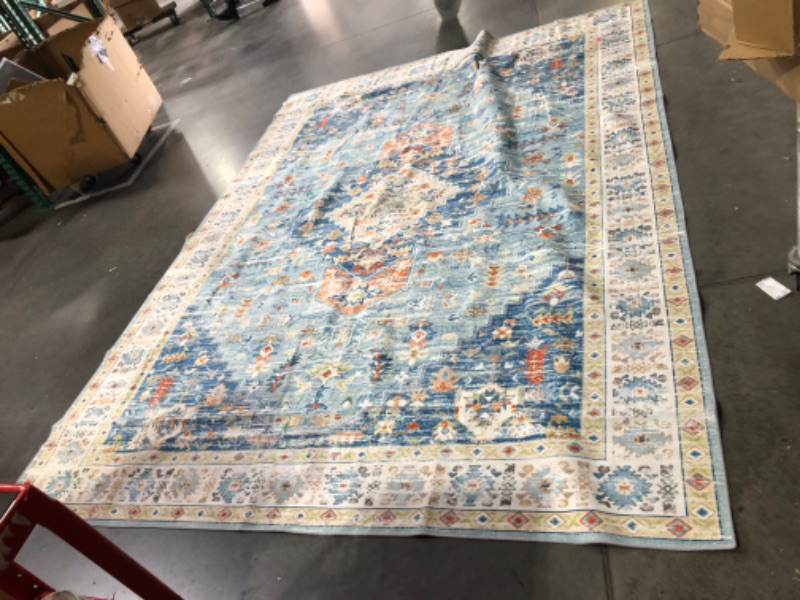 Photo 1 of ***USED - DIRTY - NO PACKAGING***
Area Rugs 9x12 Living Room Vintage 9x12 Area Rug Machine Washable Rug Carpet Bohemian Rugs Distressed Area Rug for Living Room Bedroom Indoor Non Slip No Pile Blue
