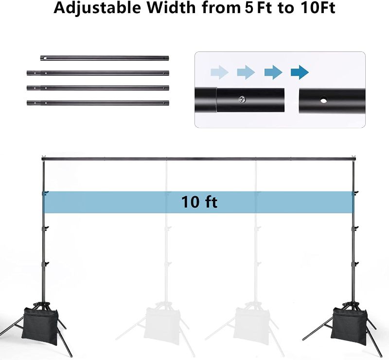 Photo 1 of Backdrop Stand 6.5x10ft, ZBWW Photo Video Studio Adjustable Backdrop Stand for Parties, Wedding, Photography, Advertising Display 6.5*10 ft