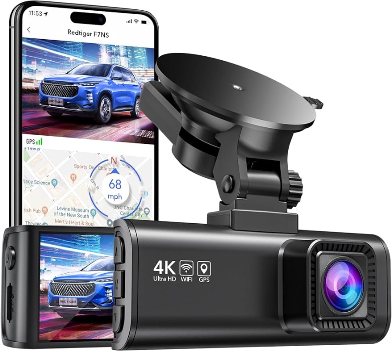 Photo 1 of REDTIGER Dash Cam for Cars,4K UHD 2160P Car Camera Front, Wi-Fi GPS,3.18" LCD Screen,Night Vision,170° Wide Angle,WDR,G-Sensor,24H Parking Monitor, Support 256GB Max