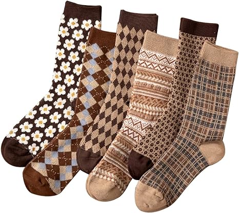 Photo 1 of Laiiqi 6 Pairs Women's Winter Socks, Warm Thick Socks Vintage Casual Soft Socks for Women Cozy Crew Socks Fall Boot Socks