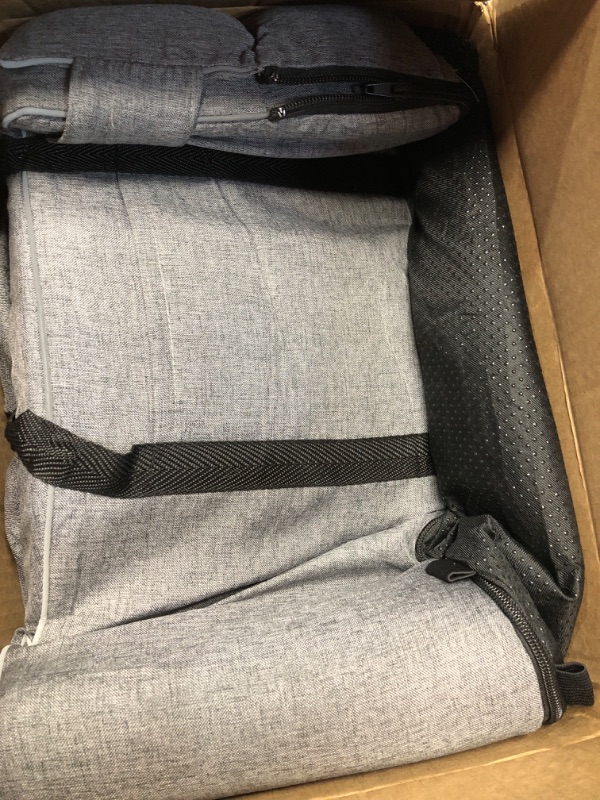 Photo 2 of **MISSING BOTTOM STRAPS TO HOLD DOG IN THE CENTER CONSOLE** Dog Car Seat for Small Dog, Center Console Seat for Puppy, Dog Cat Booster Car Seat, Portable Car Armrest Seat for Dog & Cat Under 15 lbs, Interactive Pet Car Seat (Grey)