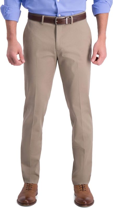 Photo 1 of Haggar Men's Iron Free Premium Khaki Slim-Straight Fit Flat Front Flex Waist Casual Pant Medium Khaki 29 x 32