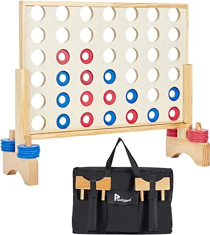 Photo 1 of **NON REFUNDABLE NO RETURNS SOLD AS IS**PARTS ONLY**Pointyard Giant Wooden 4 in a Row Game,Wooden Indoor&Outdoor Game Set with 42 Pcs Chips & Durable Carrying Bag - Travel Board Games for Teens Adults Family