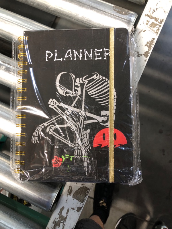 Photo 1 of 2 pack of 2024 Planner, 12-Month Weekly Monthly Planner from JAN.2024 to DEC.2024, 8.4" X 6", Planner Notebook with Spiral Bound, Stickers & Sticky Index Tabs, Thinker Skull Black - 02