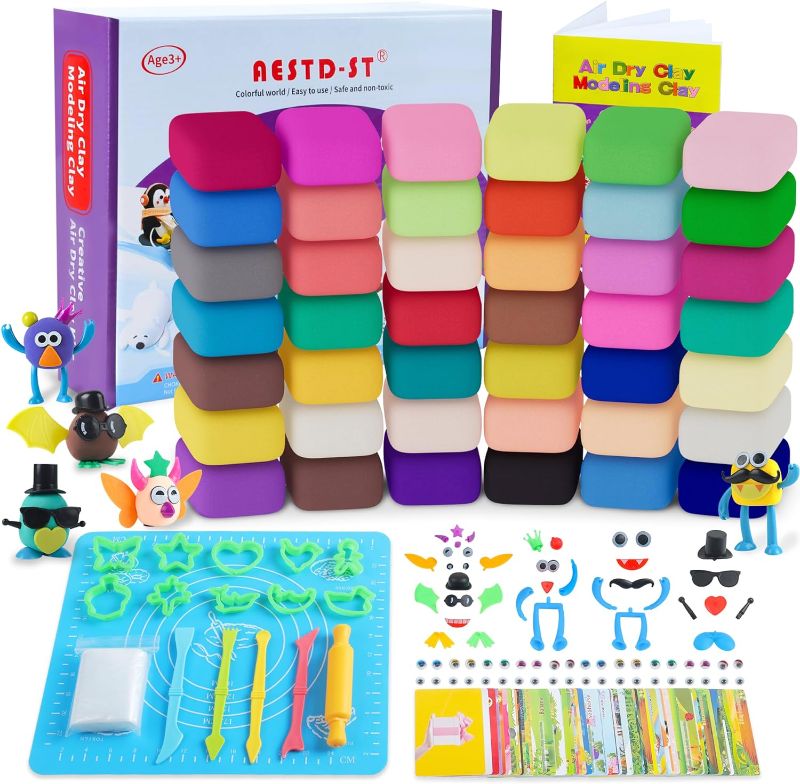 Photo 1 of Air Dry Clay Kit  Modeling Clay for Kids, Non-Sticky Super Light DIY Soft Magic Clay, Molding Clay with Sculpting Tools and Tutorial Cards,Arts and Crafts Gift for Kids.