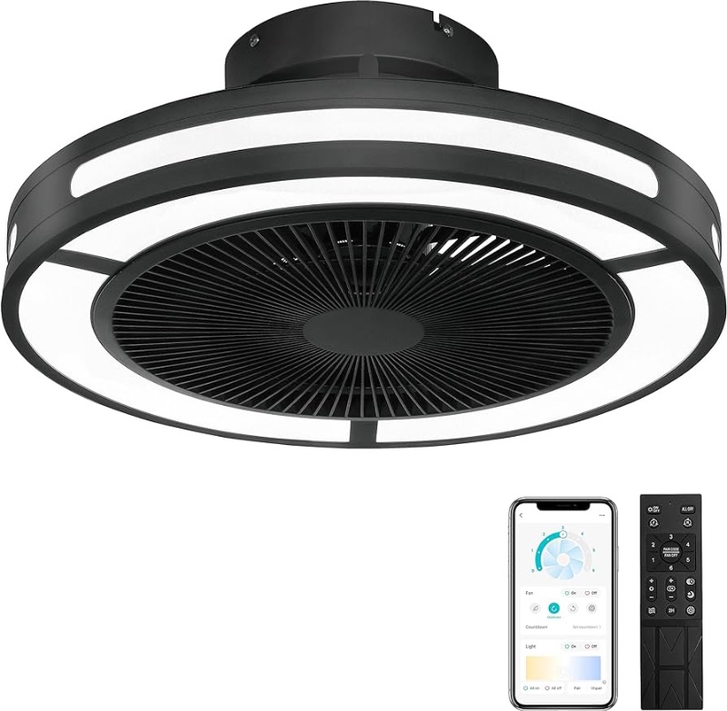 Photo 1 of ***READ NOTES***
Ohniyou Enclosed Ceiling Fan With Lights,19" Bladeless Ceiling Fan With Lights and Remote,Low Profile Ceiling Fan With Dimmable Led Night Light, 