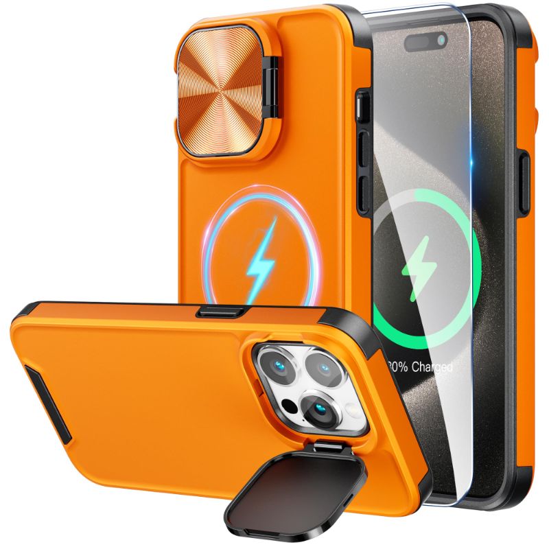 Photo 1 of NONREFUNDABLE
SET OF 2
LUTTY Designed for iPhone 15 Pro Case with Camera Cover, MagSafe-Compatible Case with Built-in Camera Invisible Stand, Magnetic Military Grade Dual Layer Full Body Protective Case -Orange 6.1 inch Orange 15 Pro