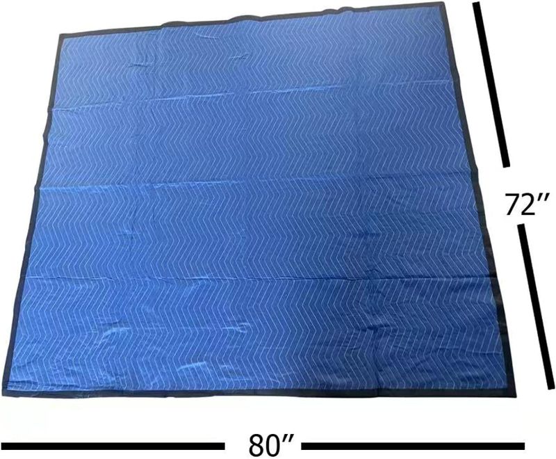 Photo 3 of (NON-REFUNDABLE) Diamond UP 12 Moving Blankets, Extra Large Moving Blanket for Furniture, Professional Quilted Furniture Shipping and Storage Pads, 80" x 72", Blue and Black(12 Packs)