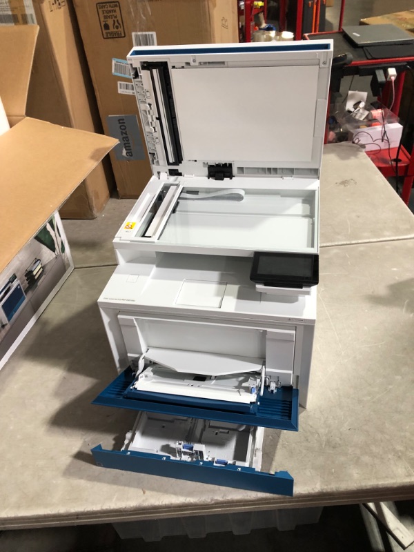 Photo 9 of ***USED - POWERS ON - UNABLE TO TEST FURTHER***
HP Color LaserJet Pro MFP 4301fdw Wireless Printer, Print, scan, copy, fax, Fast speeds, Easy setup, Mobile printing, Advanced security, Best-for-small teams, white, 16.6 x 17.1 x 15.1 in New version