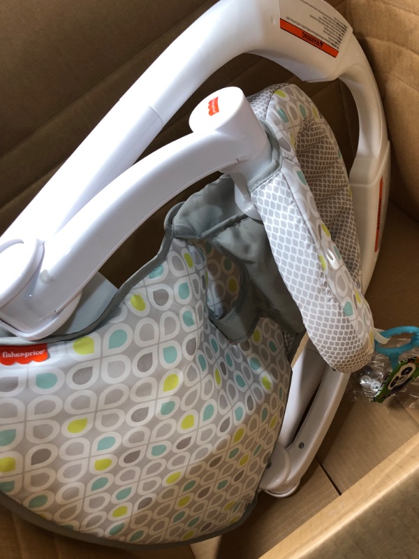 Photo 3 of **MISSING ONE OF THE TOYS SHOWN HANGING FROM SEAT AND APPEARS USED**
Fisher-Price Portable Baby Seat with Toys, Honeydew Drop