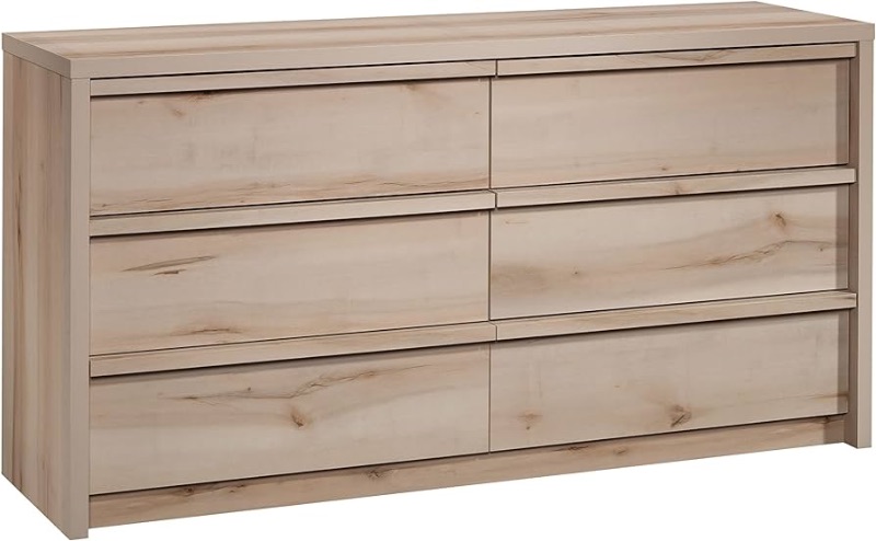 Photo 1 of **MISSING PARTS, PARTS ONLY** Sauder Harvey Park 6-Drawer Bedroom Dresser, L: 60.71" x W: 17.48" x H: 31.06", Pacific Maple Finish