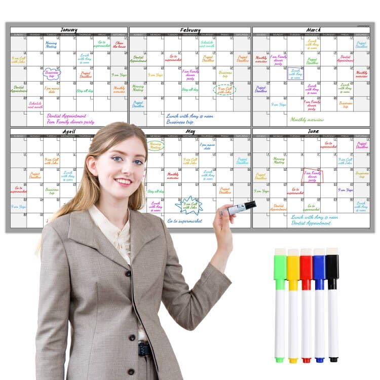 Photo 1 of NONREFUNDABLE CALENDAR BUNDLE
2-Lemome Home Large Dry Erase Calendar for Wall - 6 Month Wall Calendar, 29.1" x 51.2", Undated Blank Whiteboard Laminated Reusable Calendar - Grey 51" x 30" 6 Month Grey(1 pack) :51" x 30"