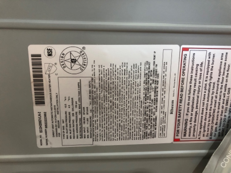 Photo 8 of Rheem Performance Platinum 9.5 GPM Natural Gas High Efficiency Indoor Tankless Water Heater